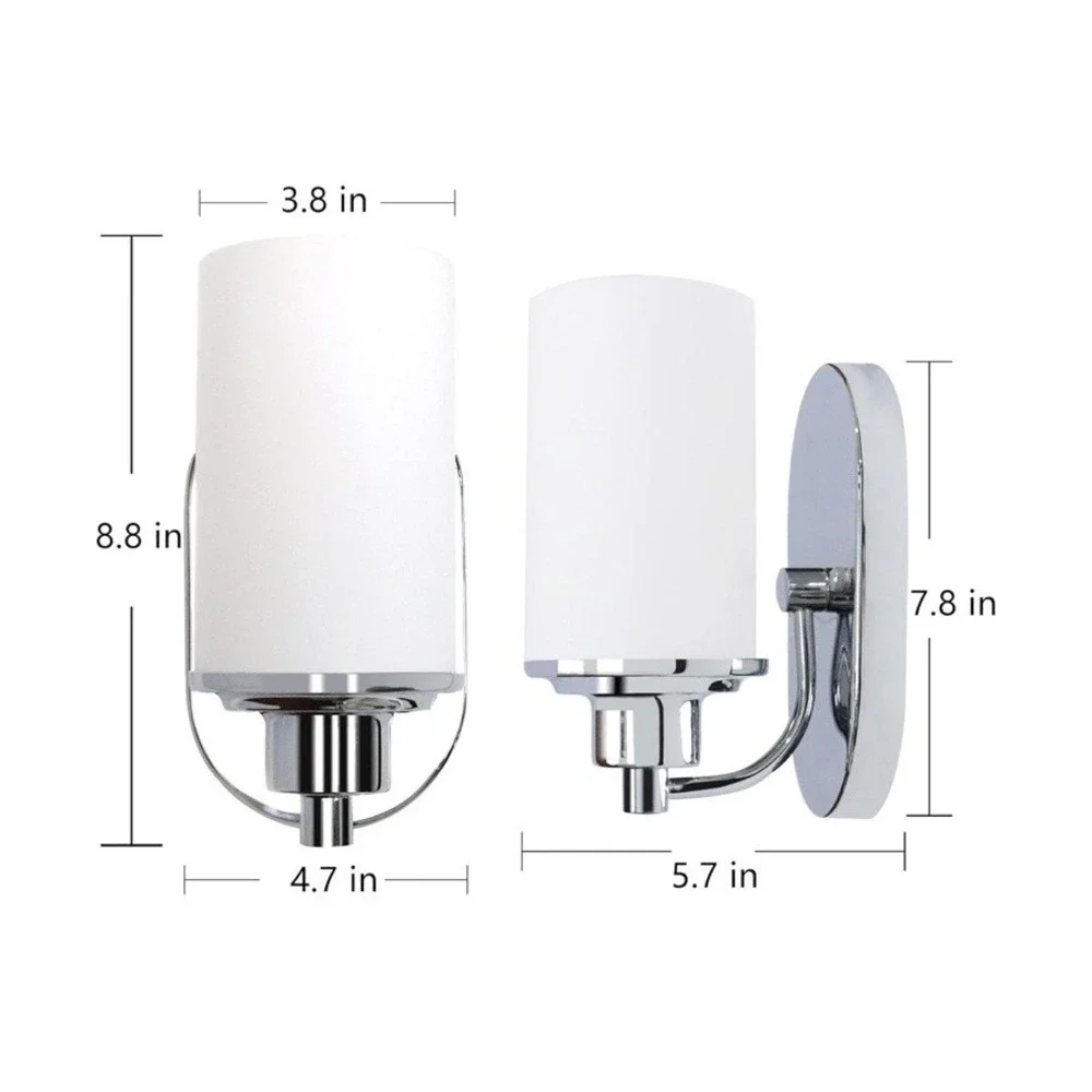 MONKFISH Wall Light 1 Light, White Frosted Glass Shade Wall Sconce for Bathro...